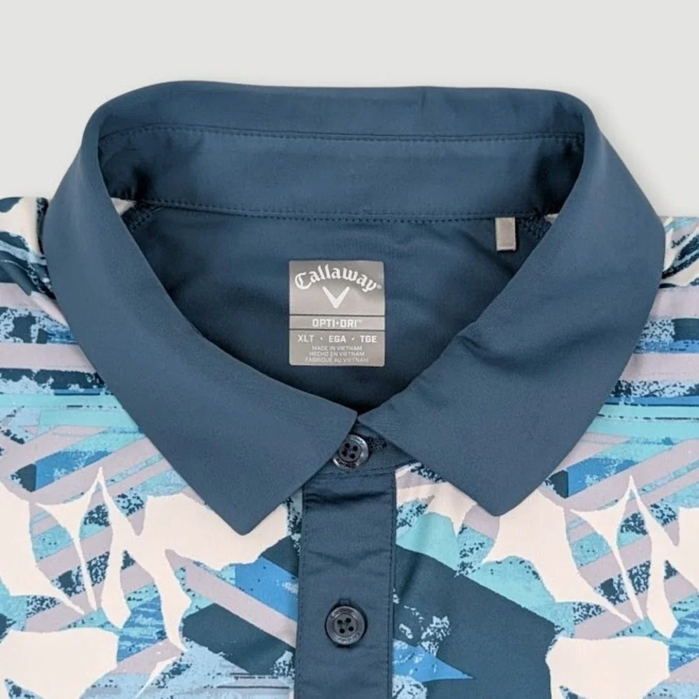 Callaway Opti-Dri Structured Floral Print Polo Mens XLT Tall Performance Golf - Picture 5 of 11